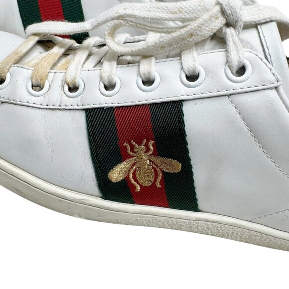 Gucci Ace embroidered bee white leather sneakers womens size 36.5 6.5 - Picture 10 of 16